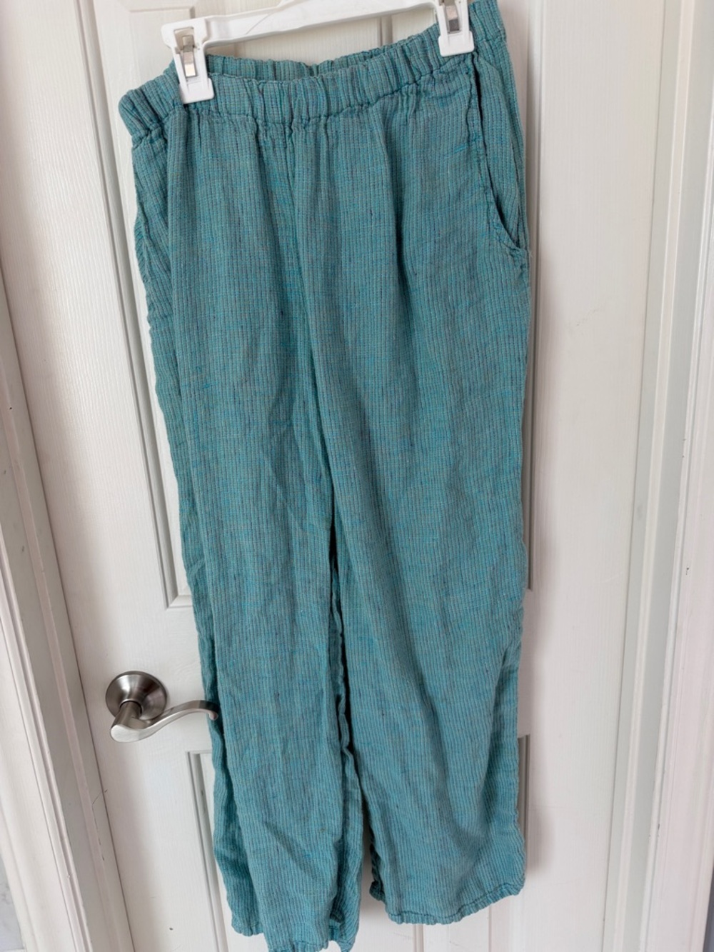 Flax light blue blue linen pants, small